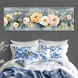 Floral Harmony on Weathered Wood - NicheCanvas