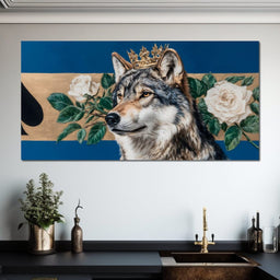 Golden Crowned Wolf Majesty - NicheCanvas