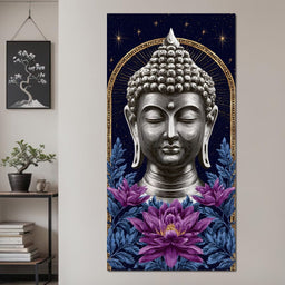 Buddha Lotus Radiance Under Stars - NicheCanvas