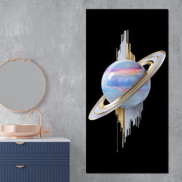 Cosmic Saturn Rings of Radiance - NicheCanvas