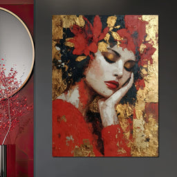 Golden Petals Dreaming Beauty - NicheCanvas