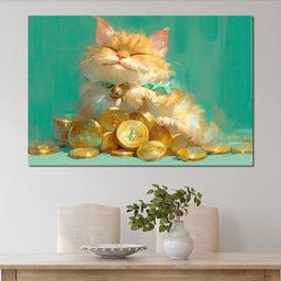 Golden Feline Fortune Dreams - Tanni Cylon - NicheCanvas