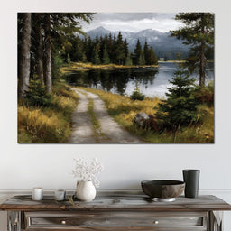 Alpine Lake Forest Pathway - NicheCanvas