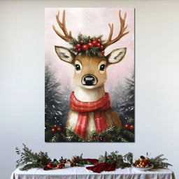 Holiday Reindeer Berries Cheer - NicheCanvas