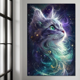 Starlit Feline Nebula Dreams - NicheCanvas