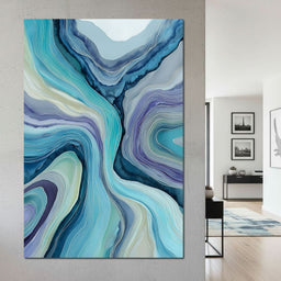 Teal Ocean Geode Layers Flow - NicheCanvas