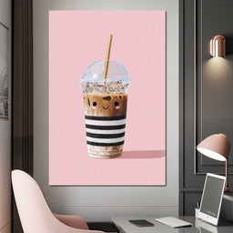 Happy Iced Latte Pop Minimalism - NicheCanvas