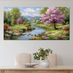 Springtime River Garden Melody - NicheCanvas