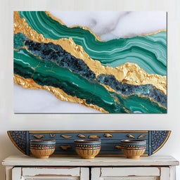 Emerald Geode Gold River - NicheCanvas