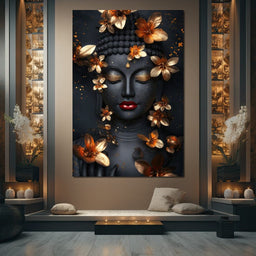 Radiant Floral Buddha Tranquility - NicheCanvas