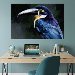 Electric Blue Toucan Portrait - NicheCanvas