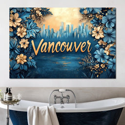 Golden Blooms Vancouver Cityscape - NicheCanvas