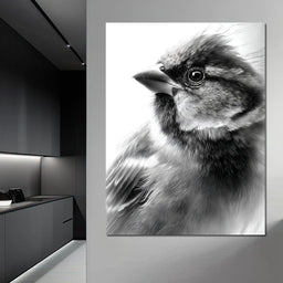 Feathered Sentinel Monochrome - NicheCanvas