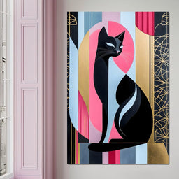 Feline Elegance Geometry Canvas - NicheCanvas