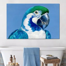 Majestic Cyan Parrot Portrait - NicheCanvas
