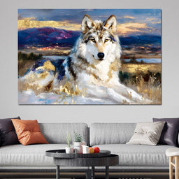Golden Wolf Mountain Vista - NicheCanvas