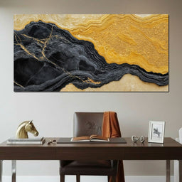 Black Marble Gold Drift - TooplesArt - NicheCanvas