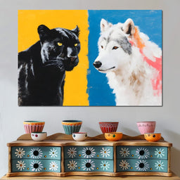 Panther And Wolf Color Clash - NicheCanvas