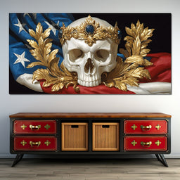 Regal Skull Golden Laurel Tribute - NicheCanvas