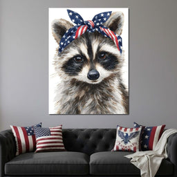 Patriotic Bandana Raccoon - NicheCanvas