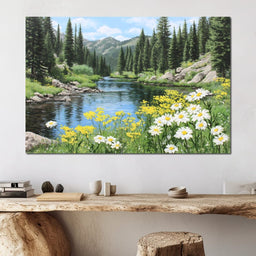 Alpine River Wildflower Glow - NicheCanvas
