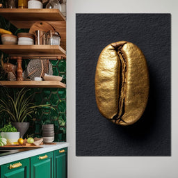 Golden Coffee Bean Minimalism - NicheCanvas