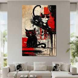 Cool Cats Red Shades Duo - NicheCanvas