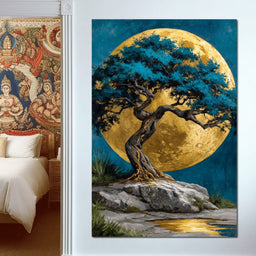 Golden Moonlit Tree Reverie - NicheCanvas