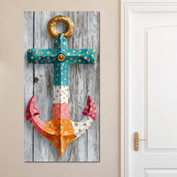 Golden Dotted Nautical Anchor - NicheCanvas