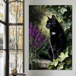 Black Cat Garden Sentinel - NicheCanvas