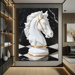 Gilded Knight on Marble Board - NicheCanvas