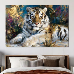 Golden White Tiger Reverie - NicheCanvas