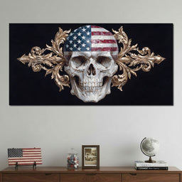 Patriotic Skull Baroque Fusion - NicheCanvas