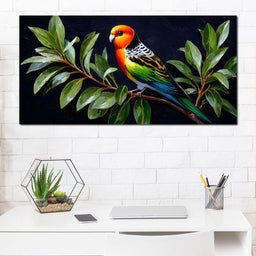 Vibrant Parrot in Leafy Haven - NicheCanvas