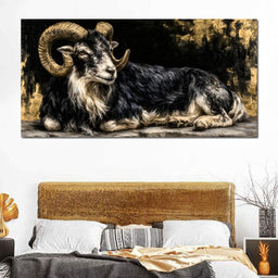 Watchful Ram of the Gilded Void - NicheCanvas