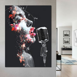 Cosmic Vocalist Neon Kiss - NicheCanvas