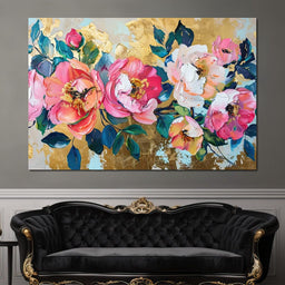 Golden Royal Flowers 02 - Wildrose Creations - NicheCanvas