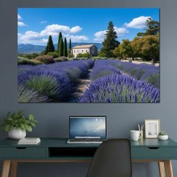 Provence Lavender Farmhouse Sky - NicheCanvas