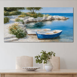 Tranquil Coastal Rowboats Escape - NicheCanvas