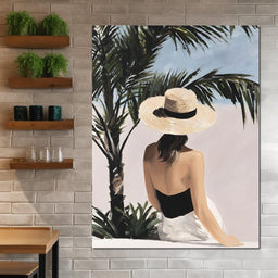 Coastal Palm Retreat Woman Hat - NicheCanvas