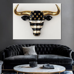 Majestic Gold Horned Bull - NicheCanvas