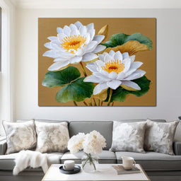 Radiant Lotus Golden Elegance - NicheCanvas