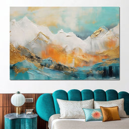 Golden Peaks Dawn Mountain Escape - NicheCanvas
