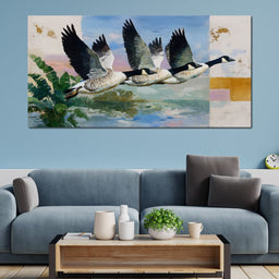Wild Geese Over Quiet Marsh - NicheCanvas