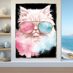 Cool Cat Sunglasses Portrait - NicheCanvas