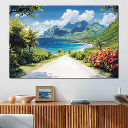 Ocean Path to Tranquil Peaks - NicheCanvas