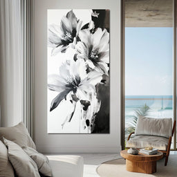 Monochrome Flora Harmony - Wildrose Creations - NicheCanvas