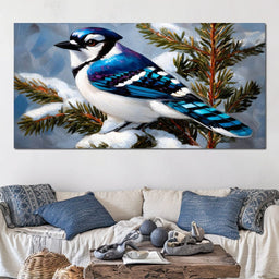 Winter Songbird on Pines - NicheCanvas