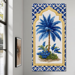 Tropical Elegance Blue Palm - NicheCanvas