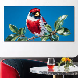 Radiant Plumage on Sky Branch - NicheCanvas